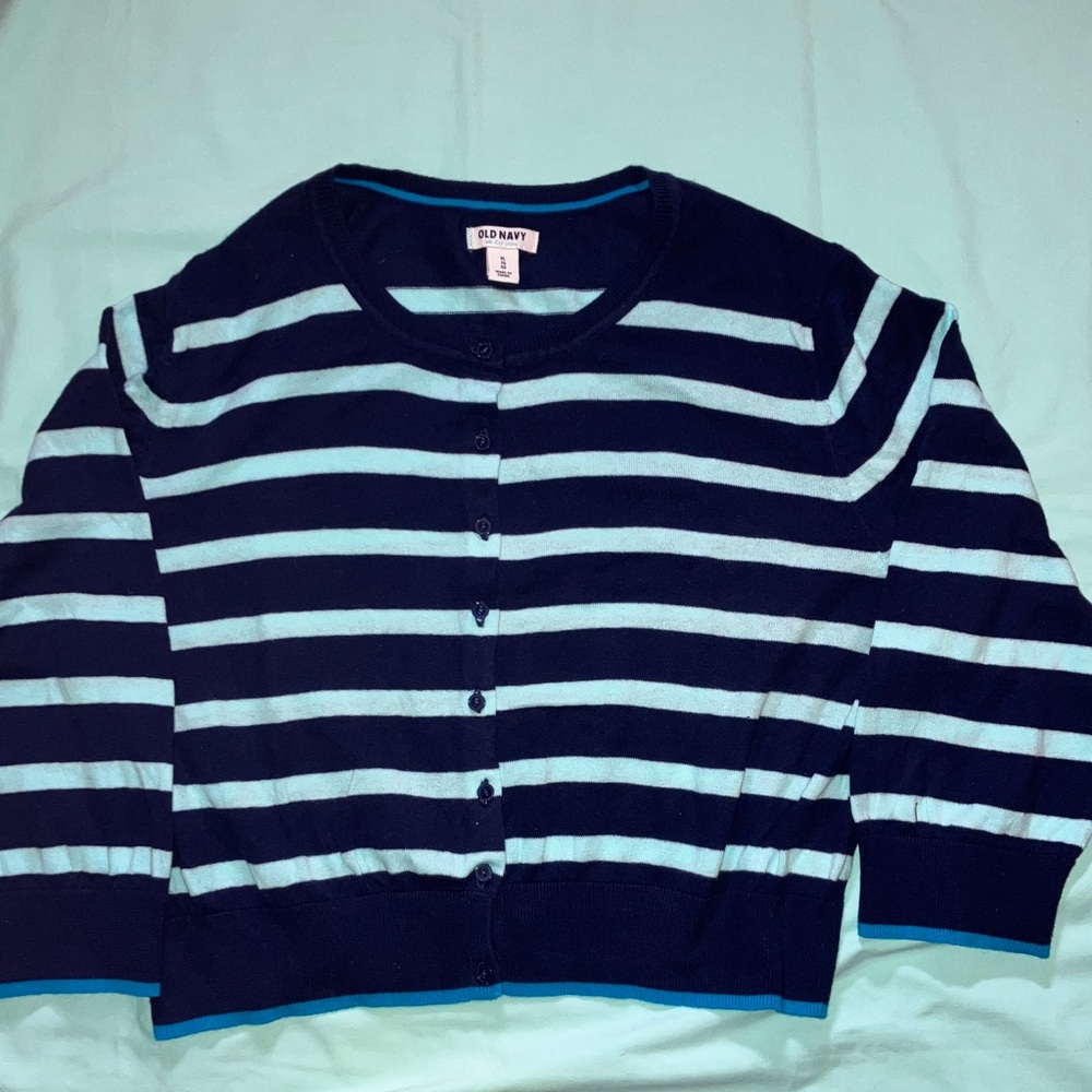 Old Navy Striped Navy and light blue short Cardigan